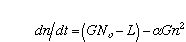 dn/dt = (GN0 - L) - aG(n * n)